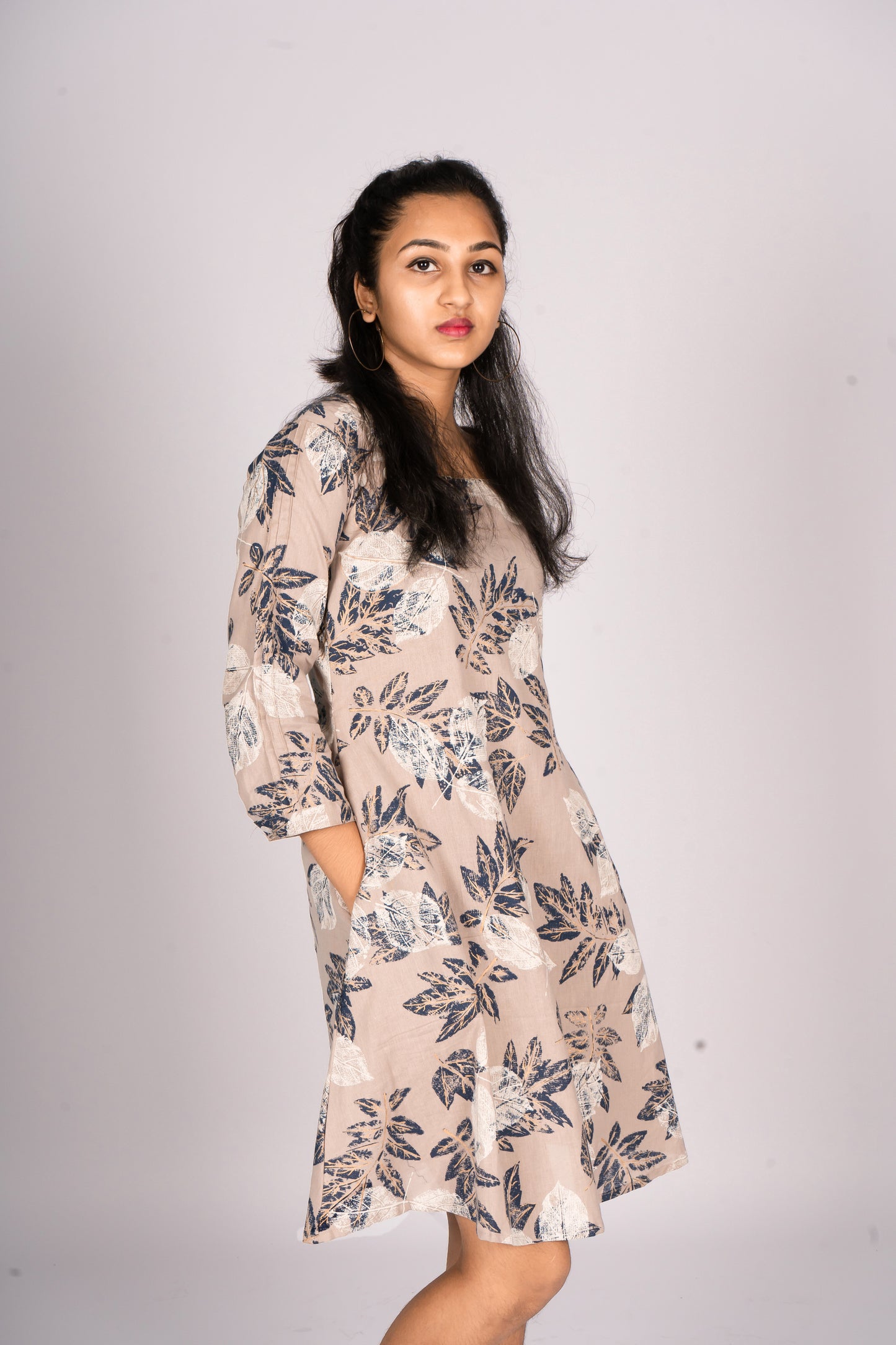 Tropical printed Frock with pockets  in cotton flex MBS R29