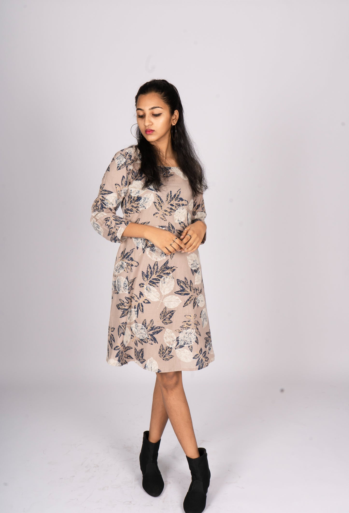 Tropical printed Frock with pockets  in cotton flex MBS R29