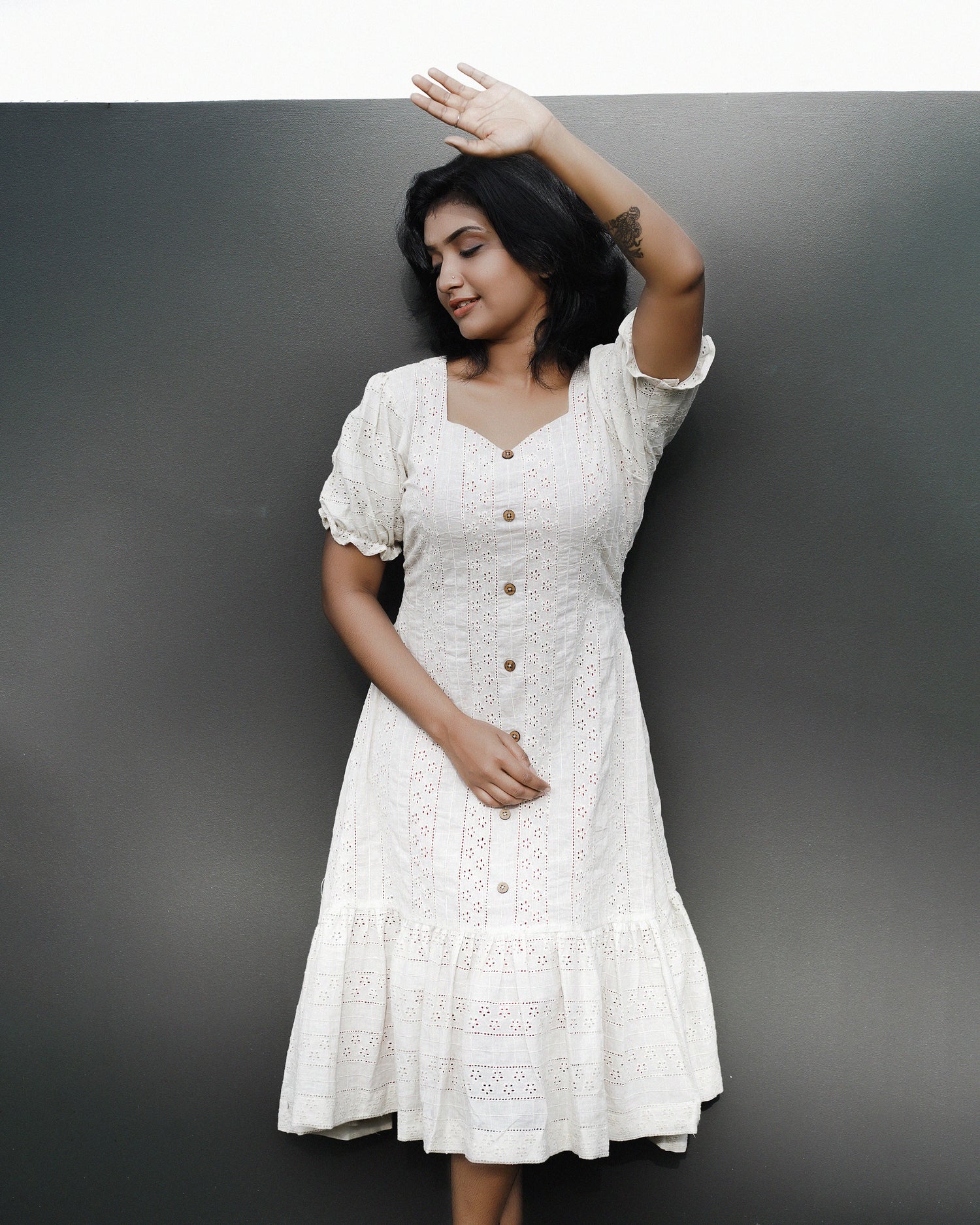 Buy White Cotton Embroidered Hakoba Dress Material at Amazon.in